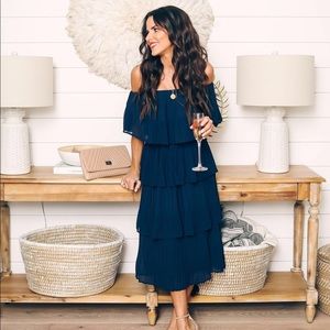 bonifacio tiered pleated midi dress